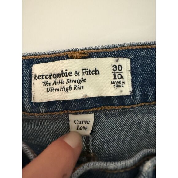 Abercrombie & Fitch Ankle Straight Ultra High Rise Jeans Curve Love 30/10 Long - Picture 13 of 14